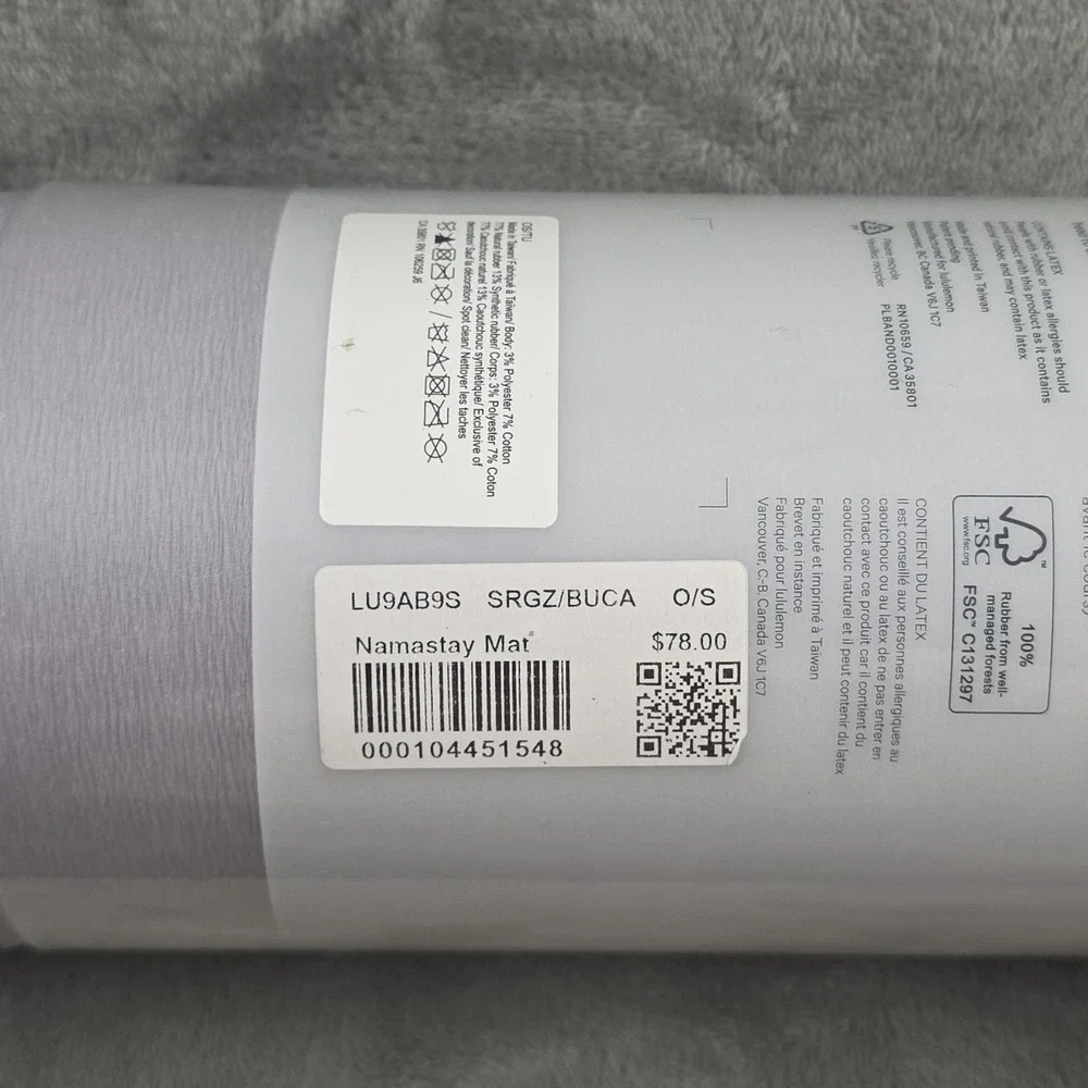 Lululemon Namastay Yoga Mat New Sealed SRGZ/BUCA Exercise Mat 4mm 5.7 Lbs Lavend - Picture 6 of 9